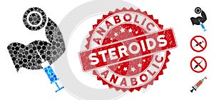 Collage Anabolic Steroids Icon with Textured Anabolic Steroids Stamp