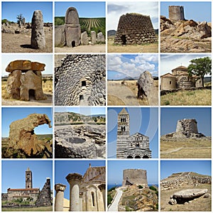 Collage with ancient heritage of Sardinia