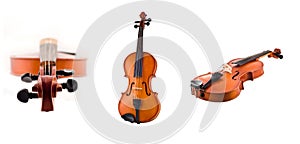 Collage of Antique violin views isolated