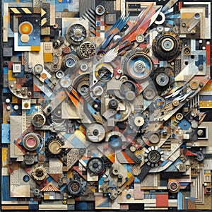 Collage Art A dynamic and layered artwork assembled from dife photo