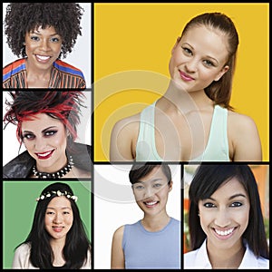 Collage of attractive women of different ethnicities photo