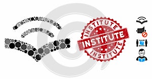 Collage Audiobook Icon with Scratched Institute Seal