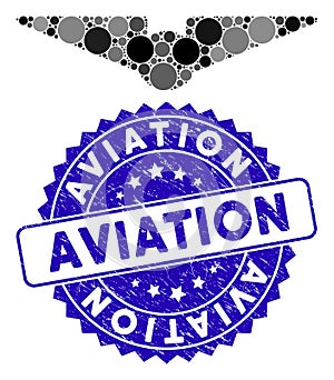 Collage Aviation Icon with Scratched Aviation Stamp