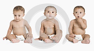 Collage of a baby boy thinking