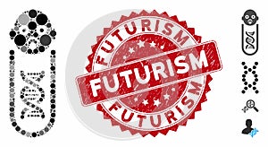 Collage Baby Genetic Analysis Icon with Distress Futurism Stamp photo