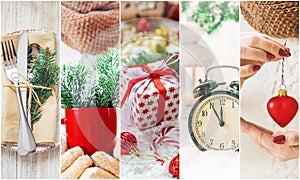 Collage with beautiful Christmas photos. Selective focus.