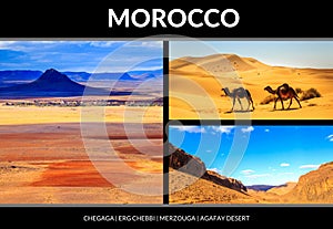 Collage of beautiful landscapes of the Moroccan desert