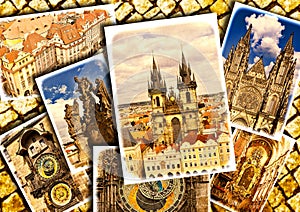 Collage of beautiful Prague.