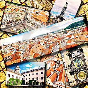 Collage of beautiful Prague.
