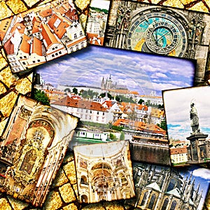 Collage of beautiful Prague.