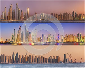 Collage of the beauty panorama at Dubai marina.