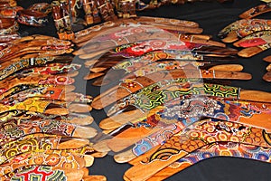 Collage of boomerangs at Queen Victoria Market, Melbourne,Australia