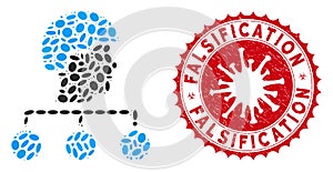 Collage Builder Management Links Icon with Coronavirus Textured Falsification Seal