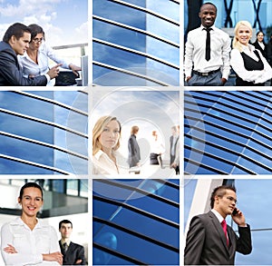 A collage of business images with young people