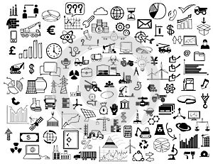 Collage of business symbols
