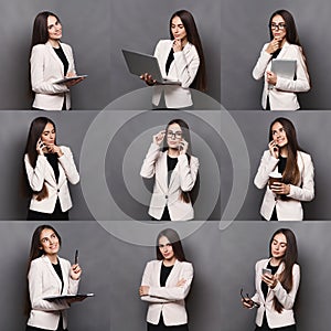 Collage of business woman emotions