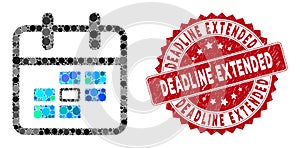 Collage Calendar Date with Scratched Deadline Extended Stamp