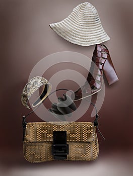 Collage with cap shoes bag