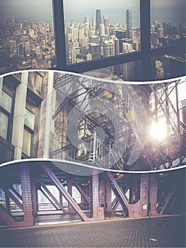 Collage of Chicago ( USA ) images - travel background (my photos