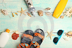 Collage of children beach accessories