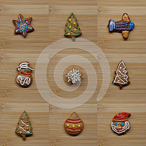 Collage of christmas gingerbread cookies