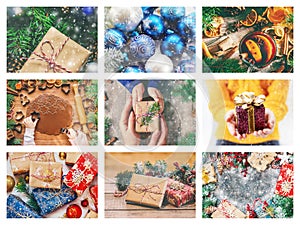 Collage of Christmas pictures. Holidays and events