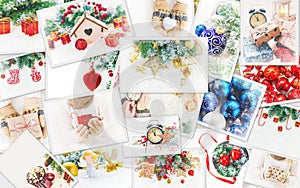 Collage of Christmas pictures. Holidays and events