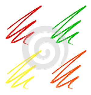 Collage of color drawn pencil scribbles on background