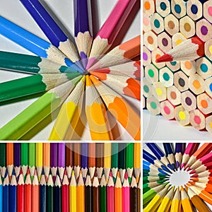 Collage of color pencils.