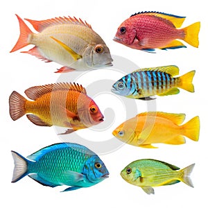 Collage of colorful fish