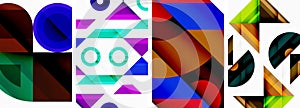 a collage of colorful geometric shapes on a white background