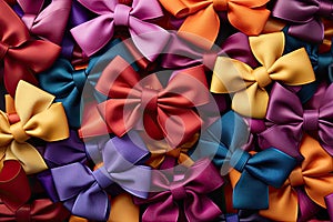 Collage of colorful ribbons and bows