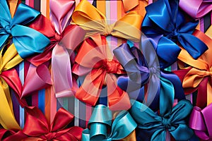 Collage of colorful ribbons and bows