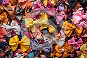 Collage of colorful ribbons and bows