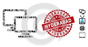 Collage Computer Workgroup Icon with Grunge Hyderabad Seal