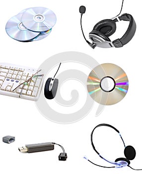 Collage of computers devices. Isolated