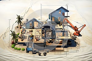 Collage conceptual for real estate and construction. Houses on white background