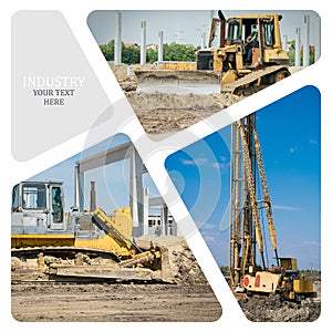 Collage of construction machinery