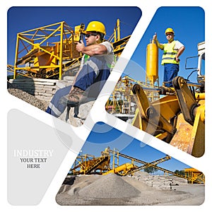 Collage of construction machinery