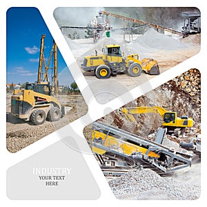 Collage of construction machinery