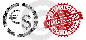 Collage Currency Diagram with Textured Market Closed Seal