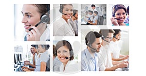Collage of Customer Service help team in call center