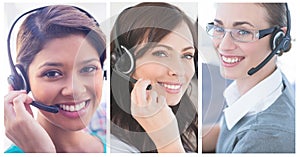 Collage of Customer Service help team in call center