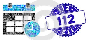 Collage Date and Time Icon with Distress 112 Stamp