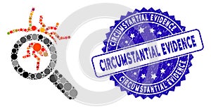 Collage Debugger Explorer Icon with Textured Circumstantial Evidence Stamp photo