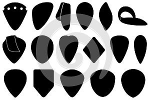 Collage of different guitar picks illustration
