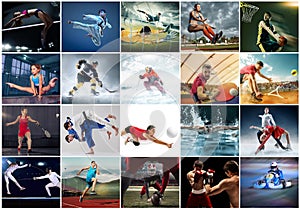 Collage about different kind of sports