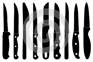 Collage of different kitchen knife illustrations