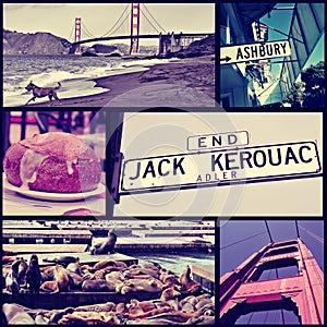 Collage of different landmarks in San Francisco,