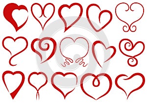 Collage of different line hearts